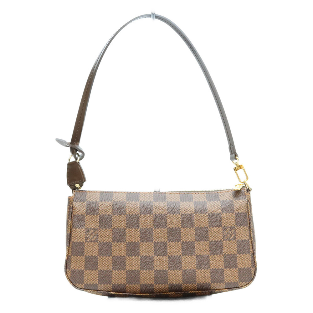 LOUIS VUITTON N41206 Damier Pochette Accessoires Pouch Brown Gold Hardware Wo...
